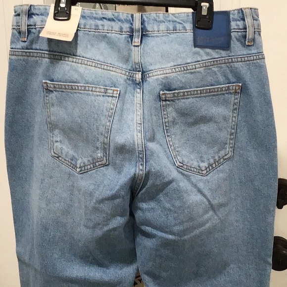 🆕 ZARA Basic Denim Stripe Mom Fit Jeans High Rise - Picture 10 of 14